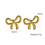 Bow Stainless Steel 14K Gold Earrings Necklace – Jewelry Gift Ideas — 4