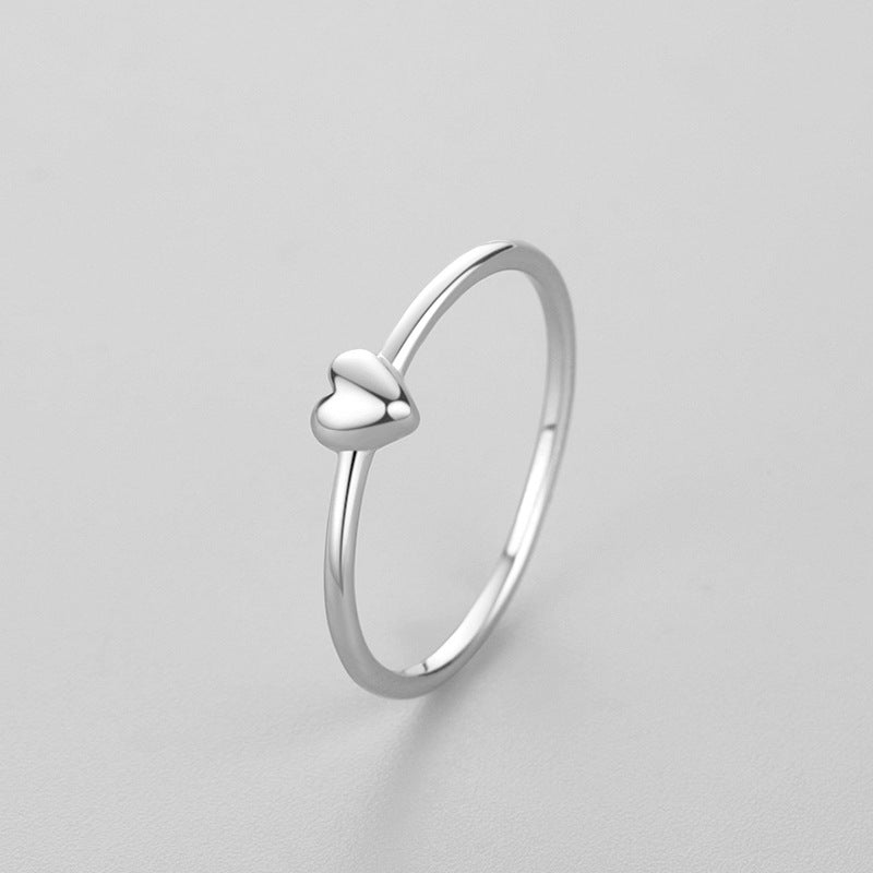 925 Sterling Silver Plain Simple Heart-shaped Ring – Gifts for Her — 1