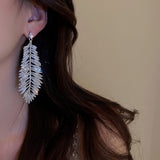 Women's Studded Leaf Feather Earrings – Gifts for Her — 1