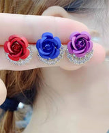 Female 925 Silver Needle Blue Rose Earrings – Gifts for Her — 2