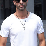 Men's Stainless Steel Lettering Cross Necklace – Jewelry Gift Ideas — 4