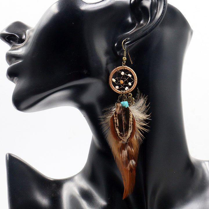 Women's Fashion Trend Gradient Brown Feather Earrings – Stylish Gifts — 1