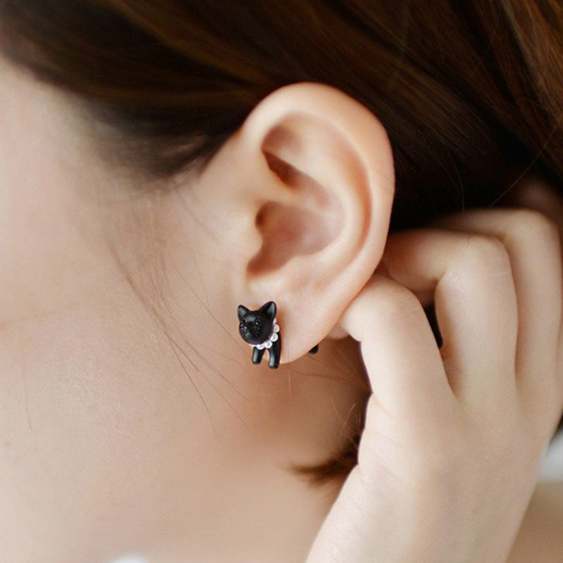 Three-dimensional Pearl Animal Leopard Cat Piercing – Cat Lover Gifts — 1