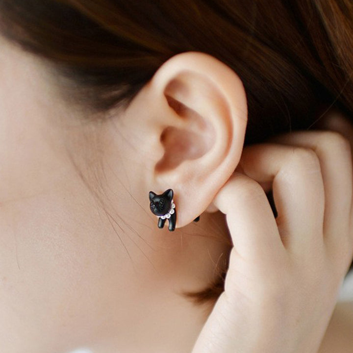 Three-dimensional Pearl Animal Leopard Cat Piercing – Cat Lover Gifts — 1
