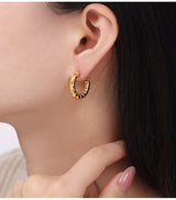 C-shaped Titanium Steel 18k Gold Plated Earrings – Thoughtful Gifts — 4
