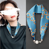 Magnetic Buckle Silk Women Scarf Pearl Necklace – Stylish Gifts — 15