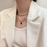 Black Zircon Beaded Double-layer Clavicle Chain – Meaningful Gifts — 2