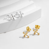 S925 Silver British Retro Mini Cross Stud Earrings – Small Gift Ideas — 5