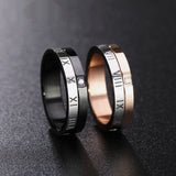 Rotatable Roman Numeral Titanium Steel Couple Ring – Gifts for Couples — 6