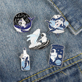 Cartoon Whale Astronaut Drift Bottle Badge Brooch – Jewelry Gift Ideas — 1