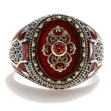 Vintage Two Tone Men's Red Onyx Ring – Gifts for Him — 3