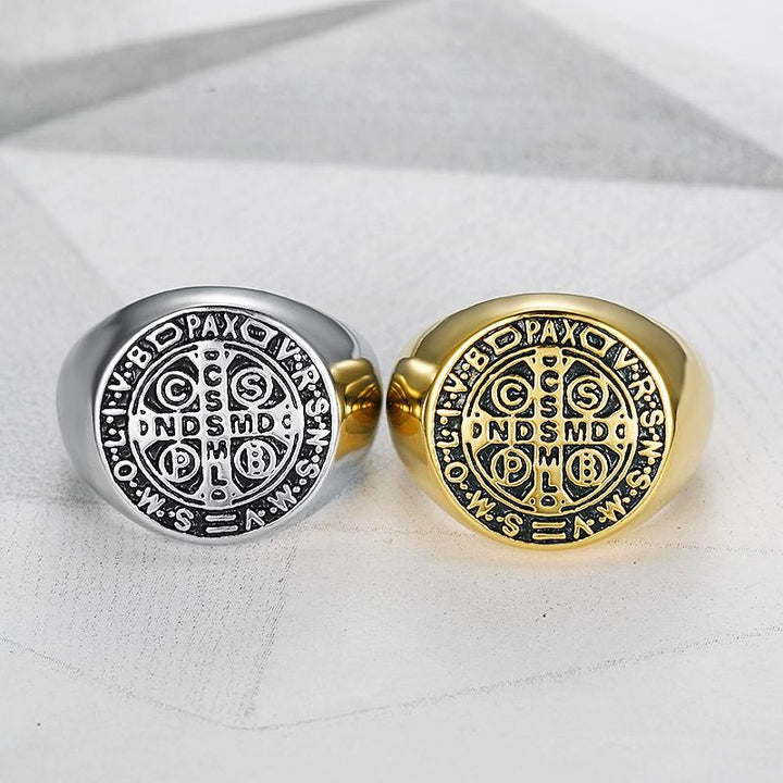 Vintage Personalized Hip Hop Punk Titanium Steel Ring – Gifts for Him — 1