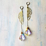 Gold Plated Pair Of Wings Drop Earrings Long Chain – Practical Gifts — 2