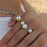18K Gold Stainless Steel Pearl Size Open Ring Does – Everyday Gifts — 2