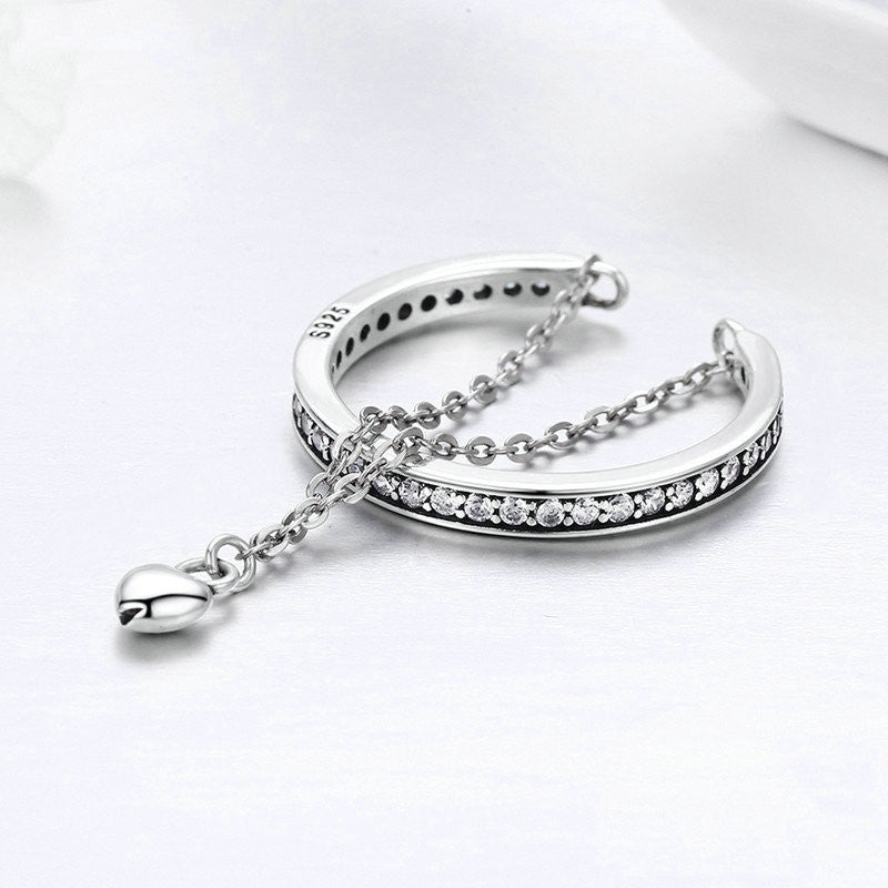 S925 Sterling Silver Heart Ring Ladies Diamonds – Thoughtful Gifts — 1