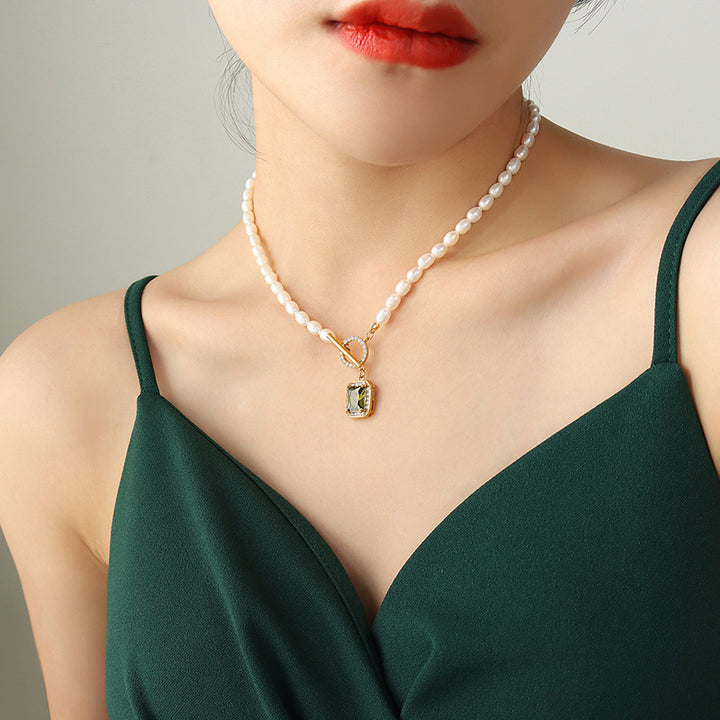 Wind Retro Ornament Clavicle Chain Zircon Freshwater – Practical Gifts — 1