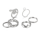 Women's Snake Ring Moon Pearl Ring Set – Gifts for Her — 3
