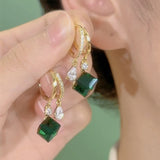 Green Cube Sugar Crystal Earrings Zircon Earrings – Gift Ideas — 2