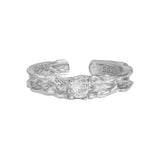 Women's Irregular Texture S925 Sterling Silver Open – Gifts for Her — 6