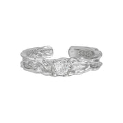Women's Irregular Texture S925 Sterling Silver Open – Gifts for Her — 6