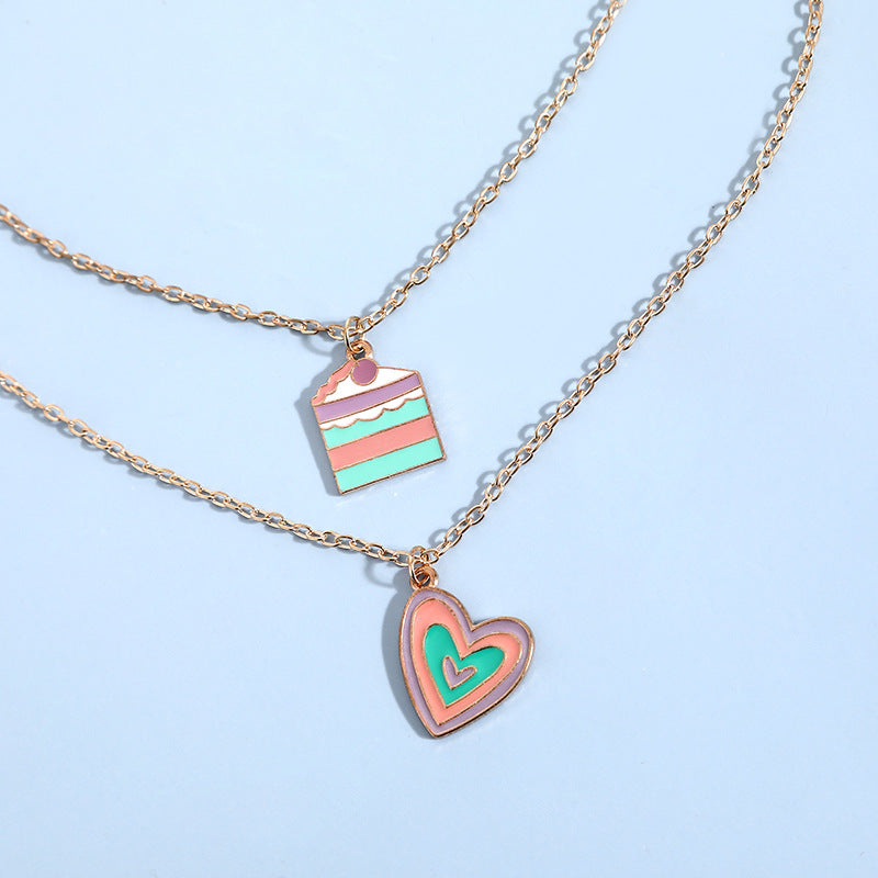 Women Macaron Multi-color Oil Drop Heart Pendant – Jewelry Gift Ideas — 1