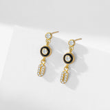S925 Silver Black Enamel Geometric Ear Studs Female – Gifts for Her — 1