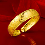 Wedding Ornament Wide Gold Plated Bracelet – Jewelry Gift Ideas — 4
