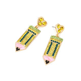 Cute Full Diamond Love Pencil Earrings – Gifts for Couples — 7
