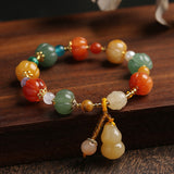 Natural Gold Filigree Jade Pumpkin Beads Bracelet – Jewelry Gift Ideas — 1