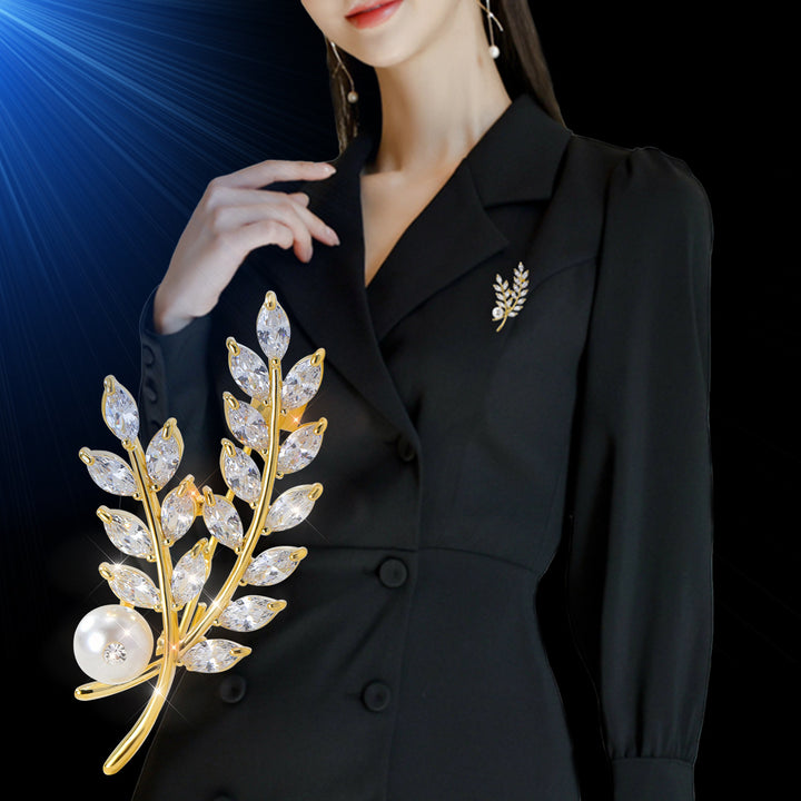 High-grade Leaf Pearl Brooch For Women – Jewelry Gift Ideas — 1