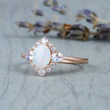 Inlaid Moonstone Opal Bronze Ring – Unique Gift Ideas — 3