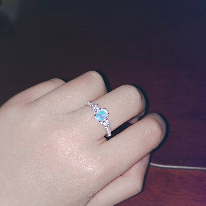 925 Sterling Silver 18K White Gold Natural Opal Ring – Useful Gifts — 1
