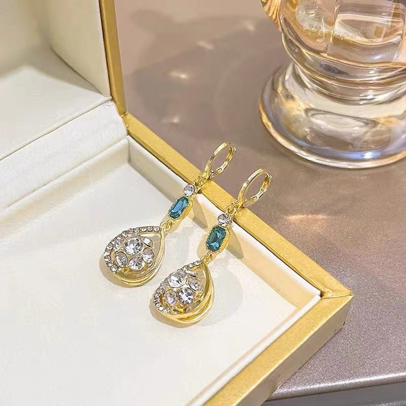Diamond Water Drop Earrings French Double-sided – Birthday Gifts — 1