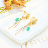 S925 Sterling Silver Green Chalcedony Earrings – Jewelry Gift Ideas — 1