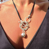 Bohemian Ring Leather Necklace OT Buckle Drop – Jewelry Gift Ideas — 3