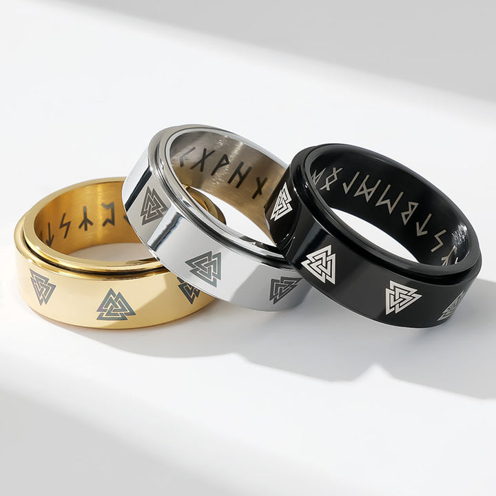 Nordic Viking Text Rotating Stainless Steel Ring – Birthday Gifts — 1