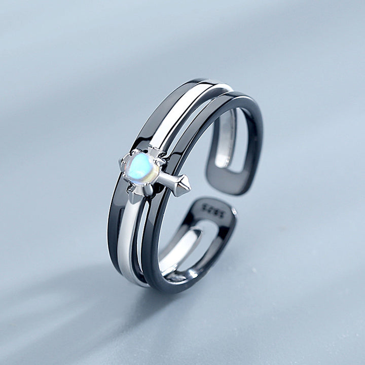 Sterling Silver Couples Cross Adjustable Ring – Stylish Gifts — 1