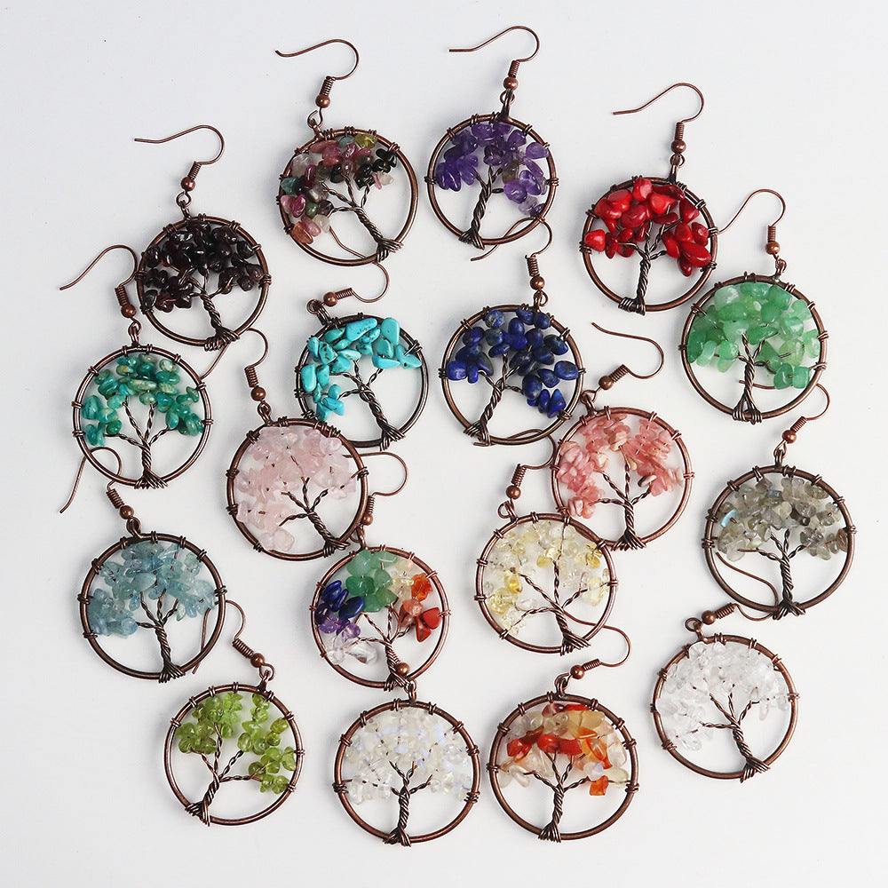 Crystal Gravel Bronze Wire Round Pendant Tree – Jewelry Gift Ideas — 1
