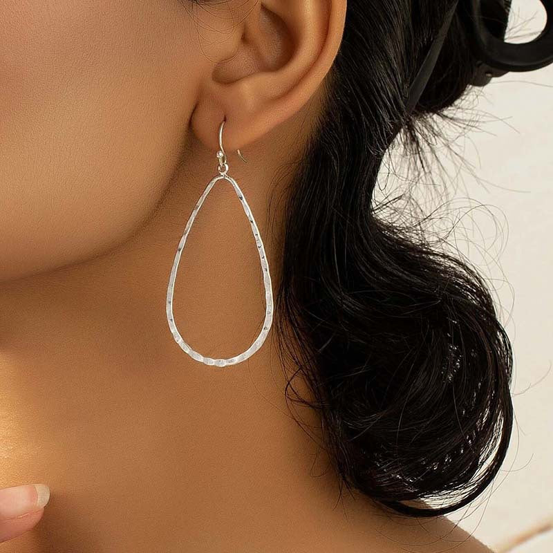 Metal Water Drop Hollow Stud Earrings Simple – Everyday Gifts — 1