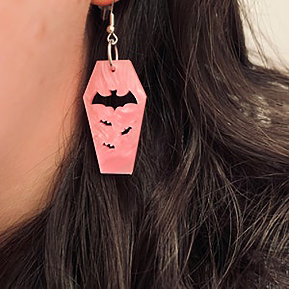 Bat Coffin Earrings Personality Plate Hollowed Out – Birthday Gifts — 1
