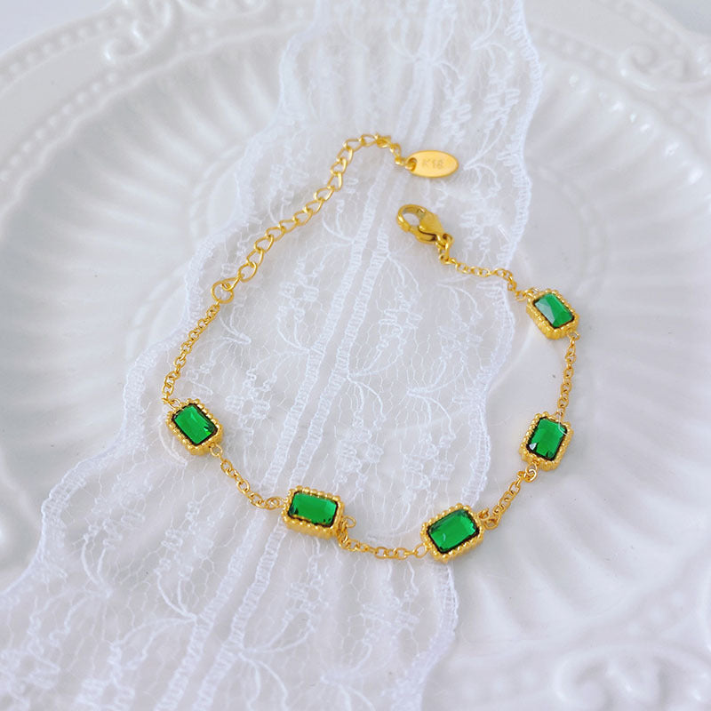 Women's Emerald Zircon Titanium Bracelet – Jewelry Gift Ideas — 1