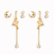 Zircon Star Moon Chain Earrings – Unique Gift Ideas — 1