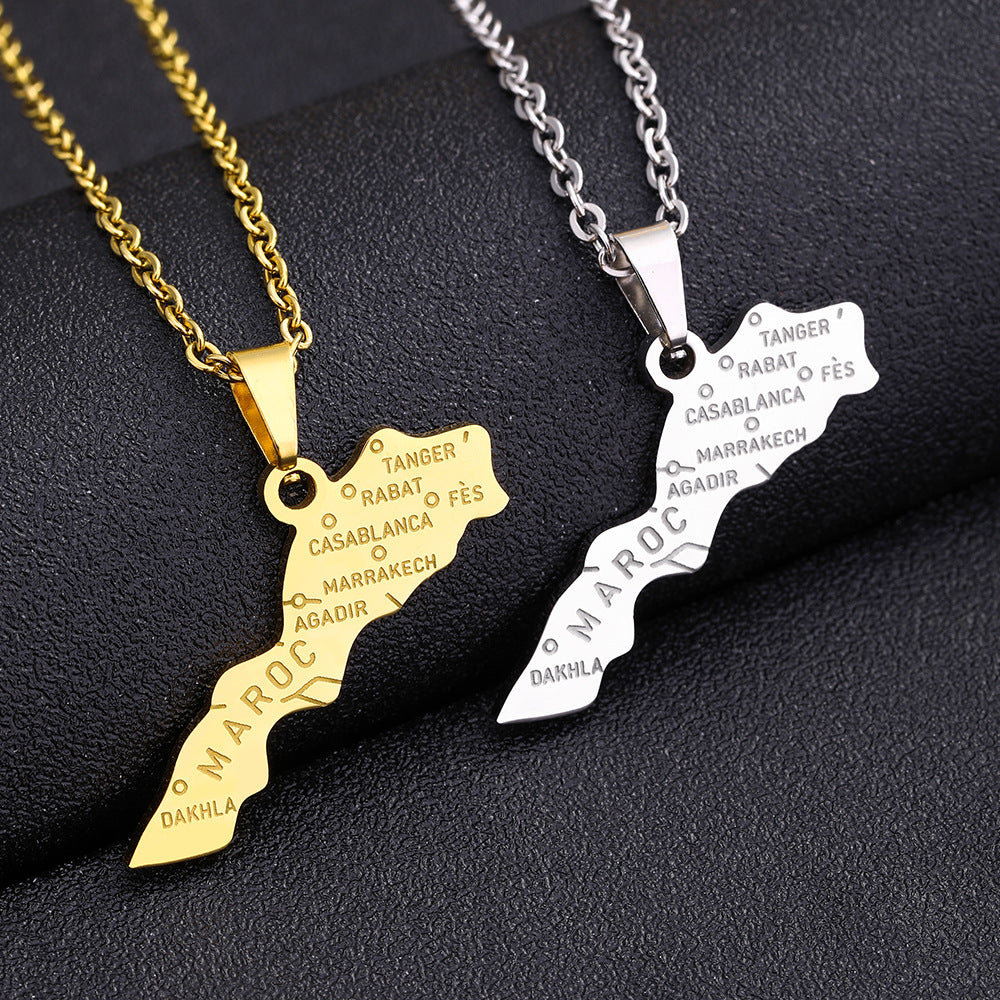 Stainless Steel Morocco Map Necklace For Women – Jewelry Gift Ideas — 1