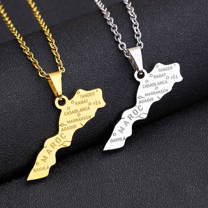 Stainless Steel Morocco Map Necklace For Women – Jewelry Gift Ideas — 1