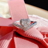 Simple V-shaped Heart-shaped Zircon Ring For Women – Gifts for Her — 4