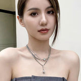 Fashion Double Layer Cross Heart Crystal Pendant – Jewelry Gift Ideas — 1