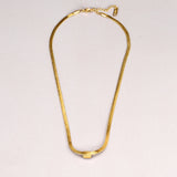 Square Green Crystal Flat Snake Bone Necklace – Jewelry Gift Ideas — 3
