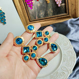Blue Bright Crystal Oval Stud Earrings Wheat – Jewelry Gift Ideas — 15