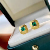 Emerald Stud Earrings Women's Sterling Silver Sun – Gifts for Her — 4