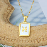 Stainless Steel Square Shell Zodiac Necklace – Jewelry Gift Ideas — 20